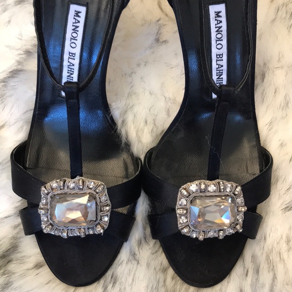 Manolo Blahnik Shoes - Manolo Blahnik Black Heels Jeweled!  EUC Gorgeous!